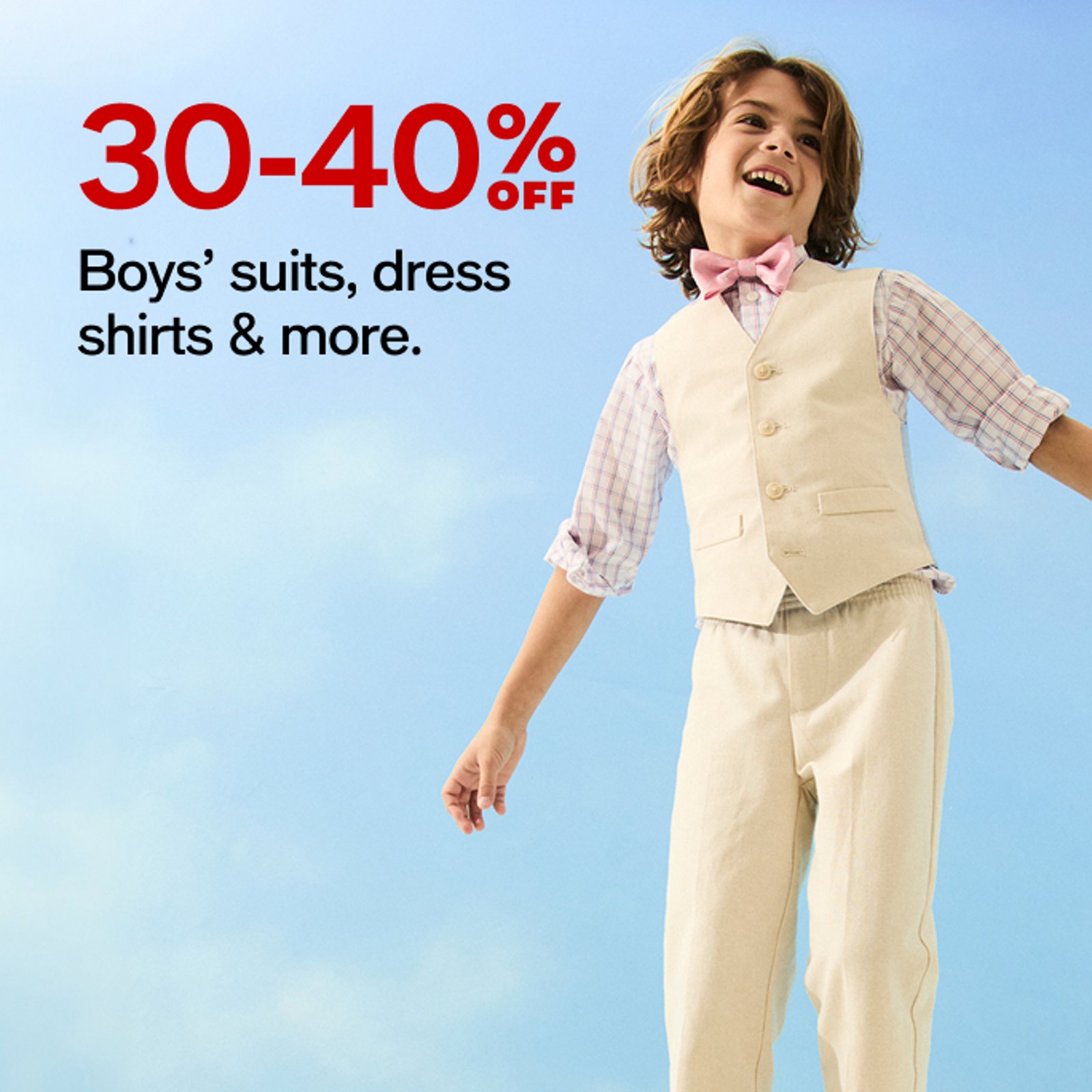 30%-40% off Boys' suits, dress shirt & more