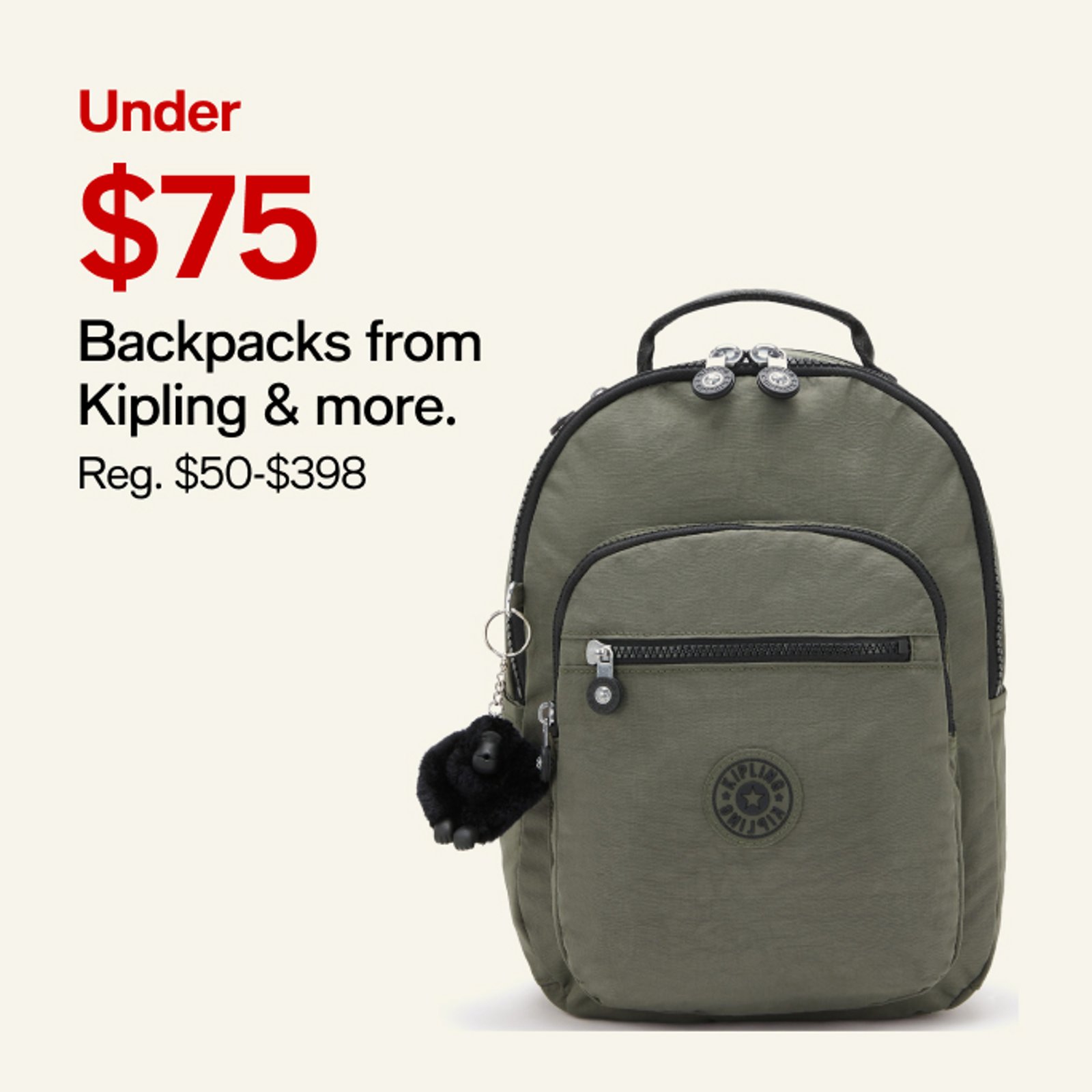 Under $75 Backpacks from Kipling & more.