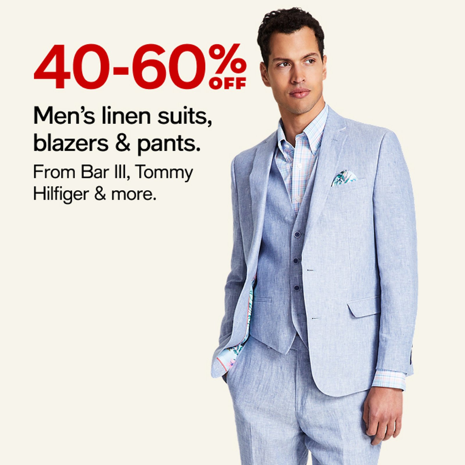 40-60% off Men's linen suits