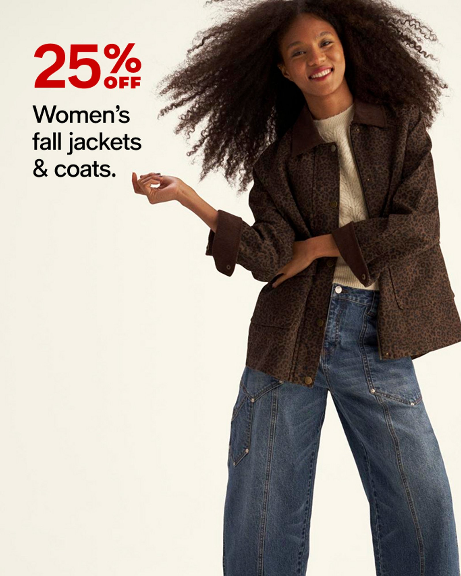 25% off Womens Fall Jackets & Coats